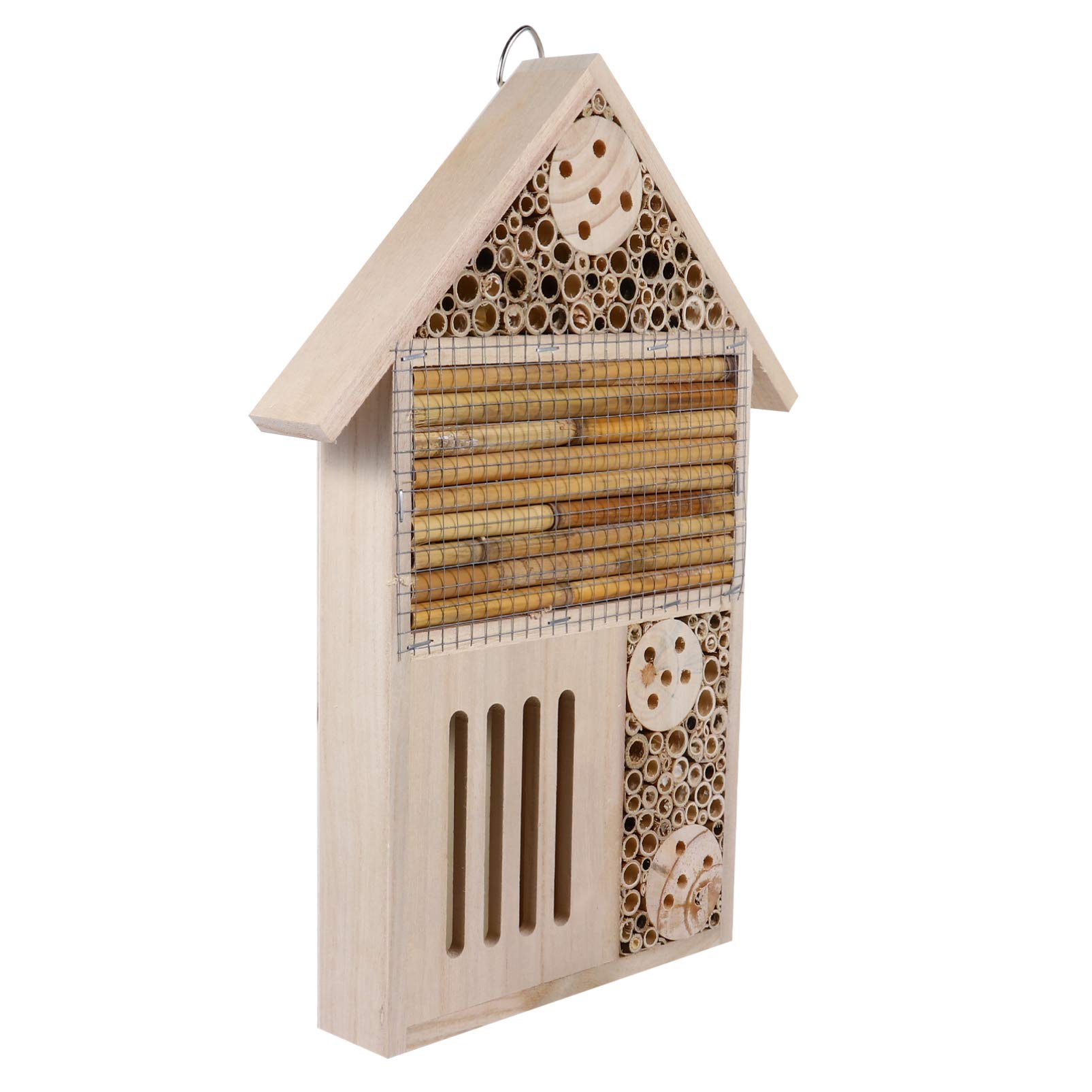 Milisten Casetta per Insetti in Legno Beige Lisci e Design Unico, Riparo Accogliente per Api e Insetti, per Giardino e Terrazzo