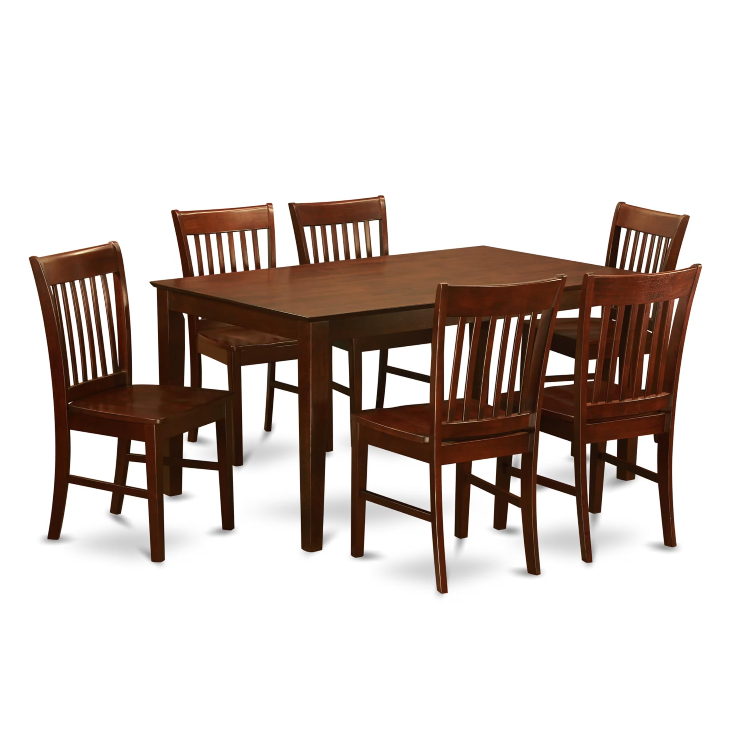 East West Furniture CANO7-MAH-W 7 Piece Dining Set Consist of a Rectangle Dinner Table and 6 Kitchen Dining Chairs, 36x60 Inch, Mahogany