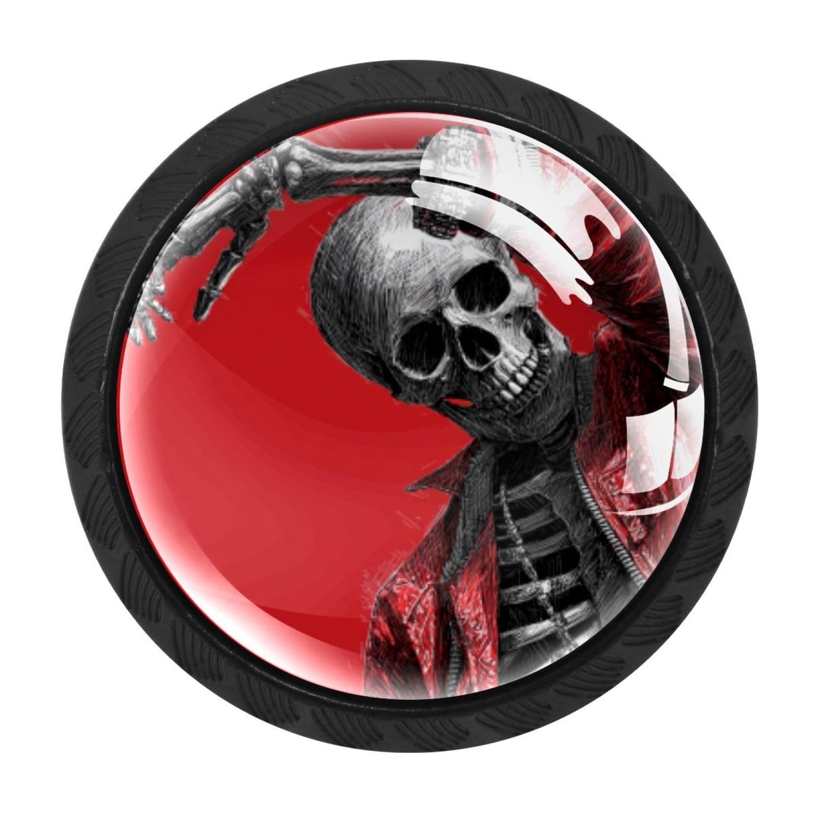 CHENZZZZ 4 Pack Round Cabinet Knobs for Kitchen Bathroom Closet Dresser Cabinets, Skeleton Skull Dab Step (2)