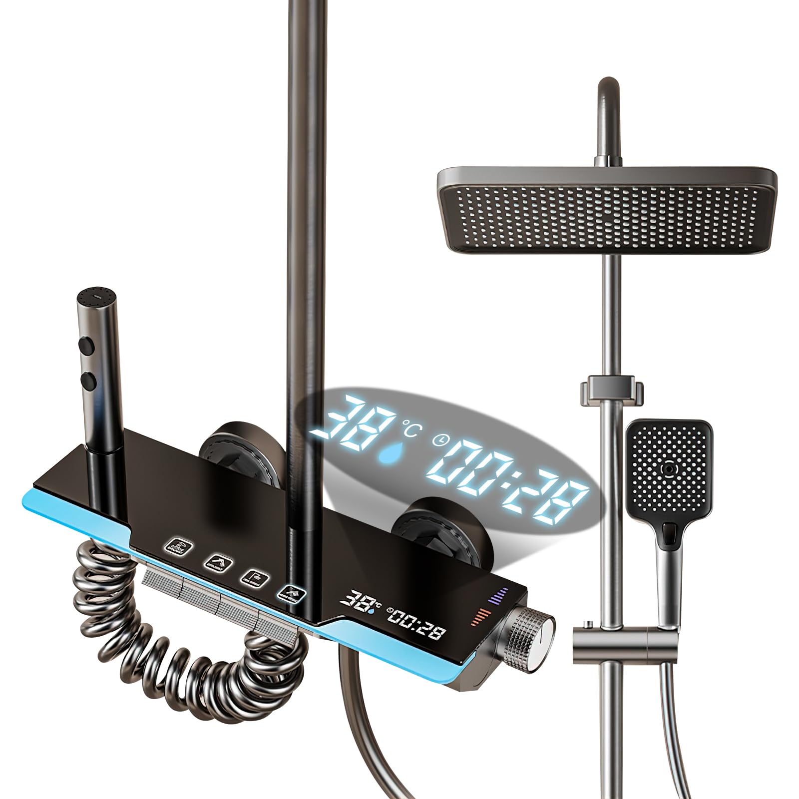 Colonne de douche en acier inoxydable durable avec grand écran LCD au design contemporain