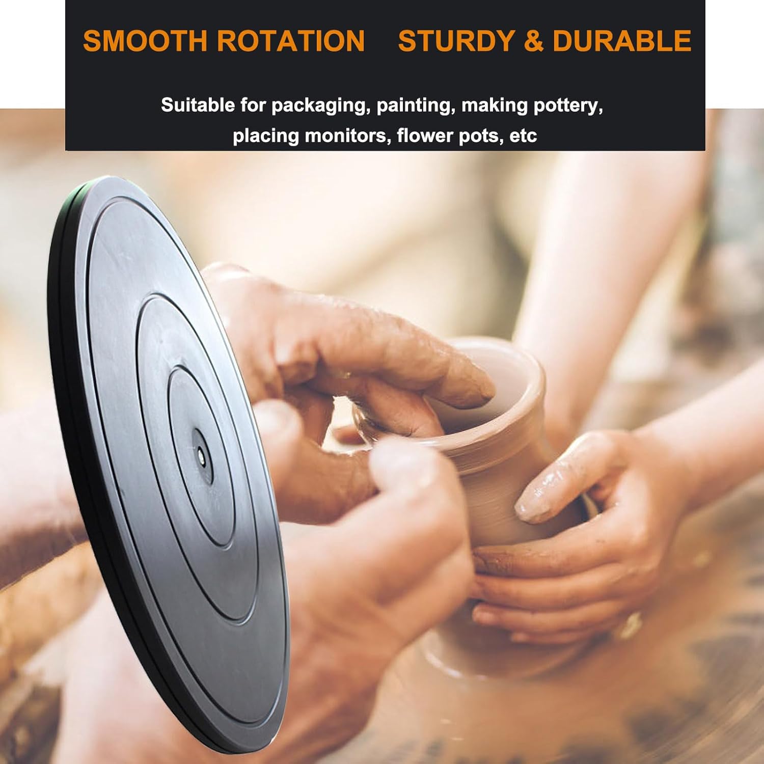 2 PCS 16 Inch Lazy Susan Turntable Heavy Duty Rotating Swivel Stand Lazy Susan with Steel Ball Bearings Flat Base Stand for TV/Computer/Monitor/Arts/Crafts/Bonsai/Statue/Cabinet Organizer