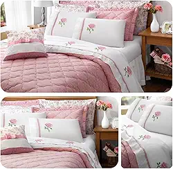 Jogo De Lençol Casal Padrão, Queen ou King Algodão Bordado 04 Peças Athena (King)