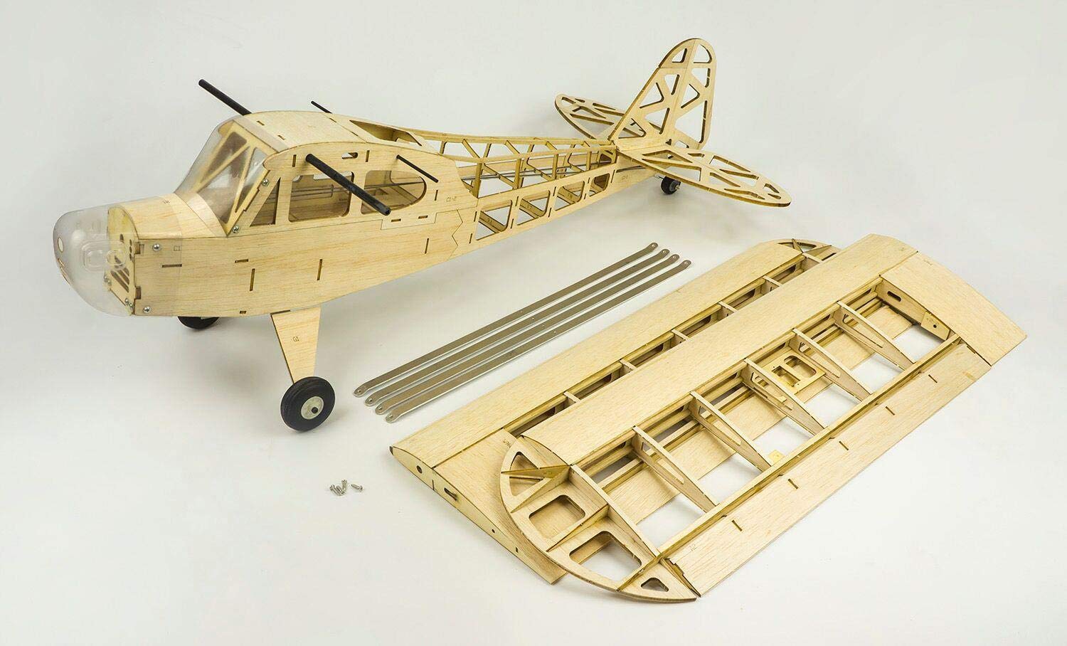 Torcster 213461 Piper J-3 1200mm Holzbaukasten Modellflugzeug für RC Bausatz DIY, gelaserte Balsa Sperrholz Holz Bauteile Holzmodell Flugzeug