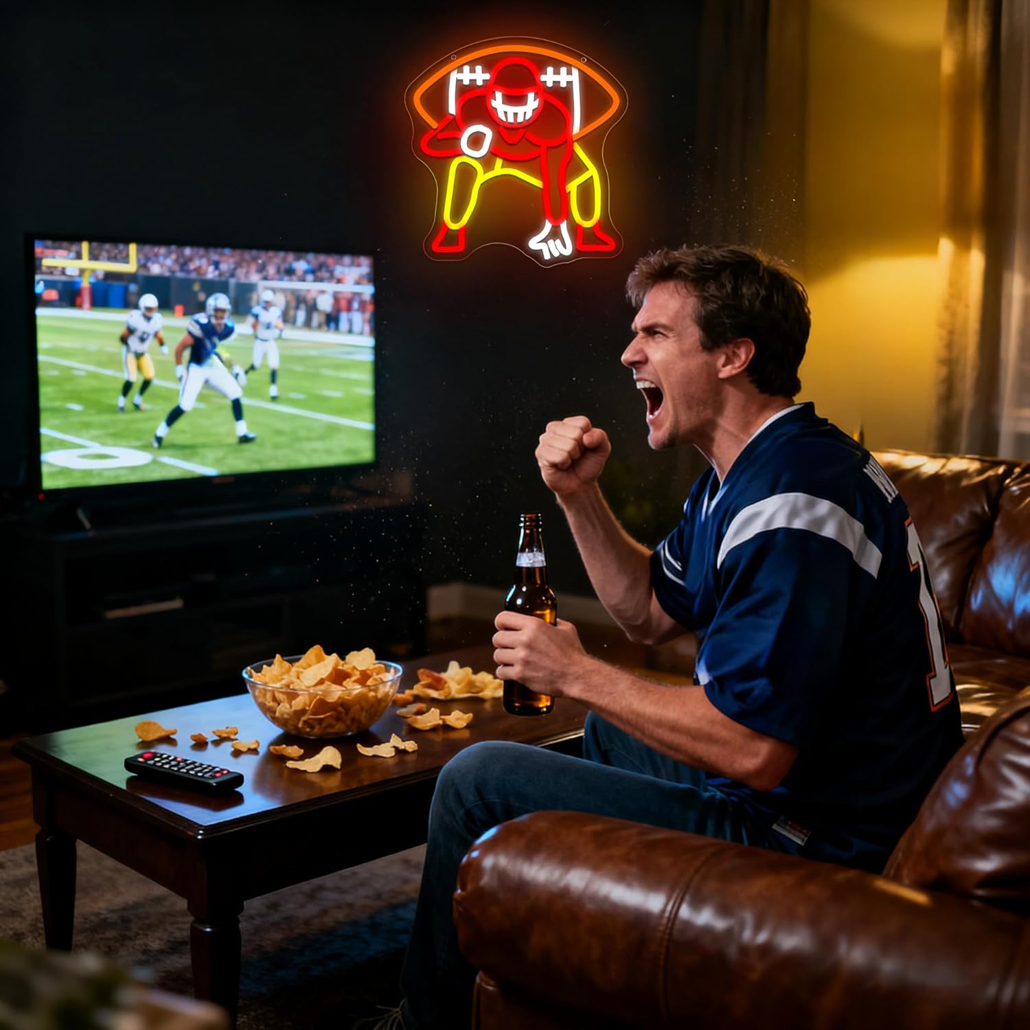 Football Player Neon Sign for Wall Decor Dimmable Football Neon Light for Man Cave LED Light Up Sports Sign for College Club Court Shop Living Room Athletes Lovers Gift Art Size11.8 * 11.2In(WZCP284) - Image 5