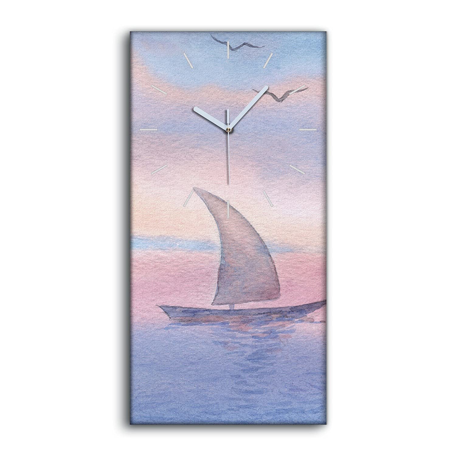 Horloge de salon Mer Aquarelle 30x60cm, décoration murale pour une ambiance de bien-être