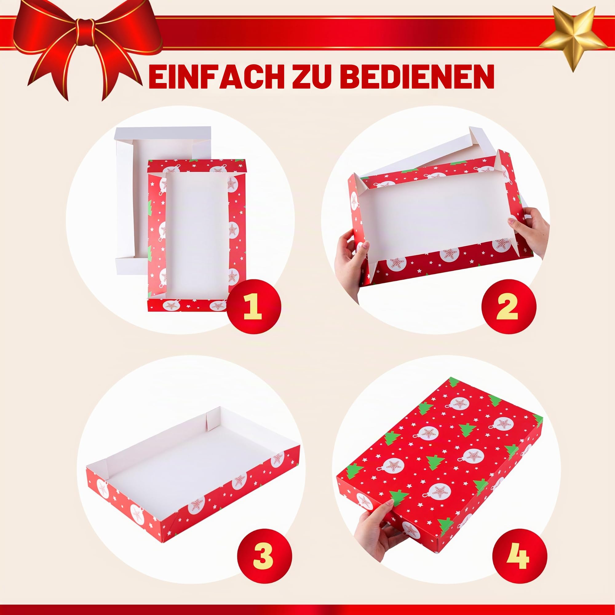 JOYIN 12 Stück Weihnachts-Geschenkboxen mit Deckel für Geschenke, große Robe, Pappschachteln, Weihnachtsmotiv, dekorative Box für Kleidung, Geburtstag, Urlaub, Hochzeit, Geschenkverpackung, Dekoration