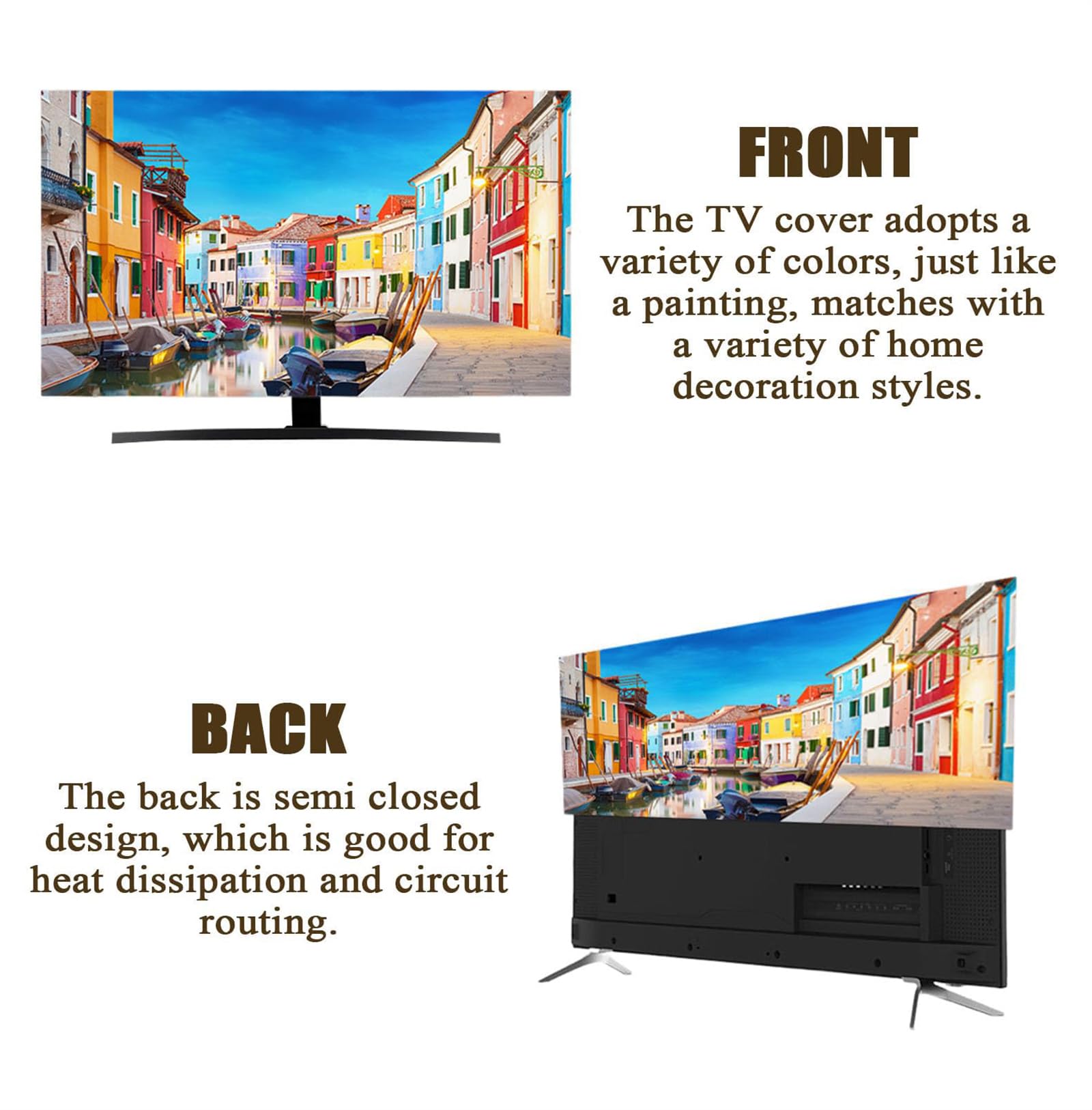 ,J,80in(188 * 110cm),Copertura Antipolvere per TV da Interni, Copertura per Televisore con Motivo Dipinto, Copertura Antipolvere per Display da Interni, Coperture per TV/PC