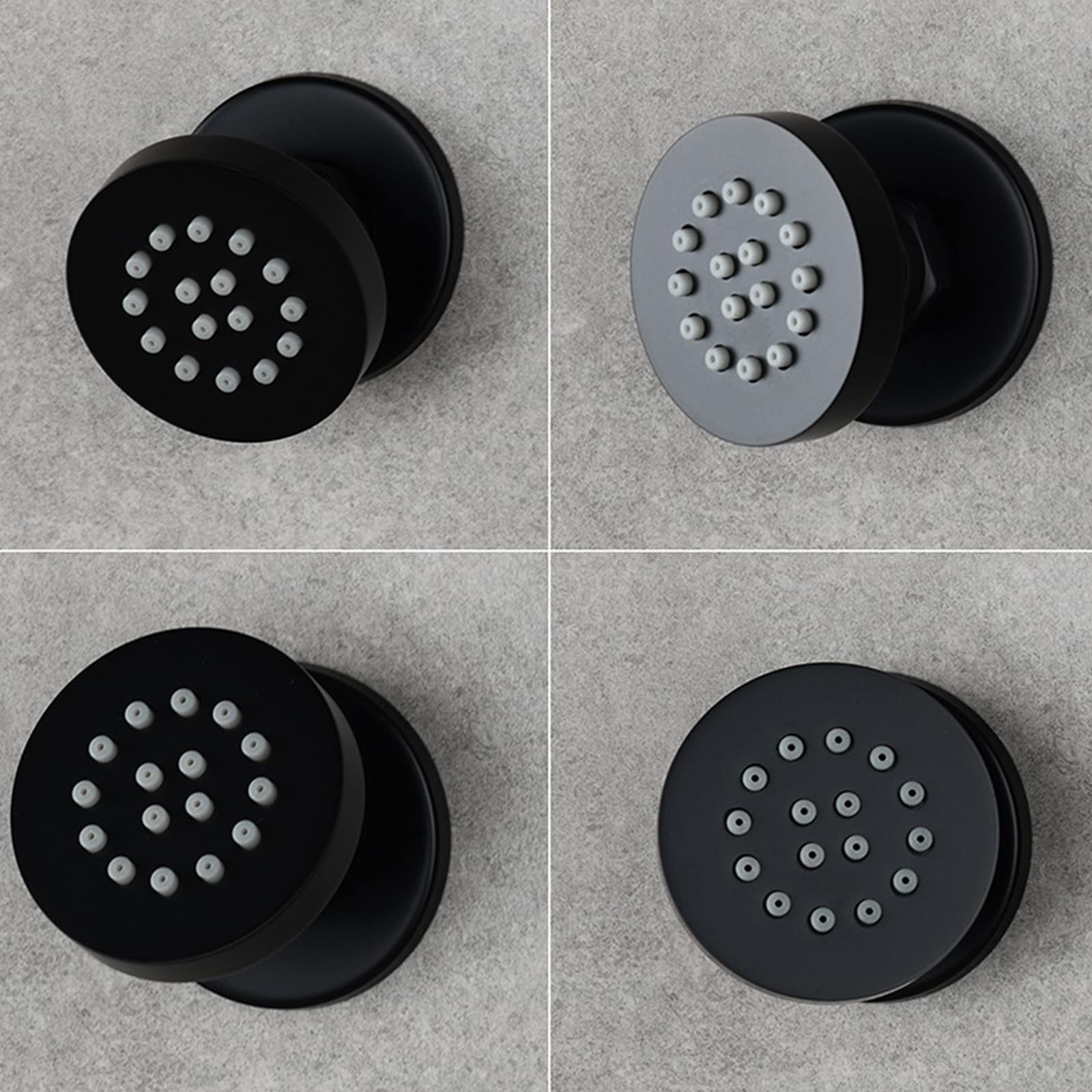 Body Spray Jet, 2 inch Black Massage Jet Bathroom Faucets Accessories Round Brass Adjustable Body Spray Shower Jet Wall Mounted Shower Head Sprayer,4PCS (Color : Black, Size : 4PCS)