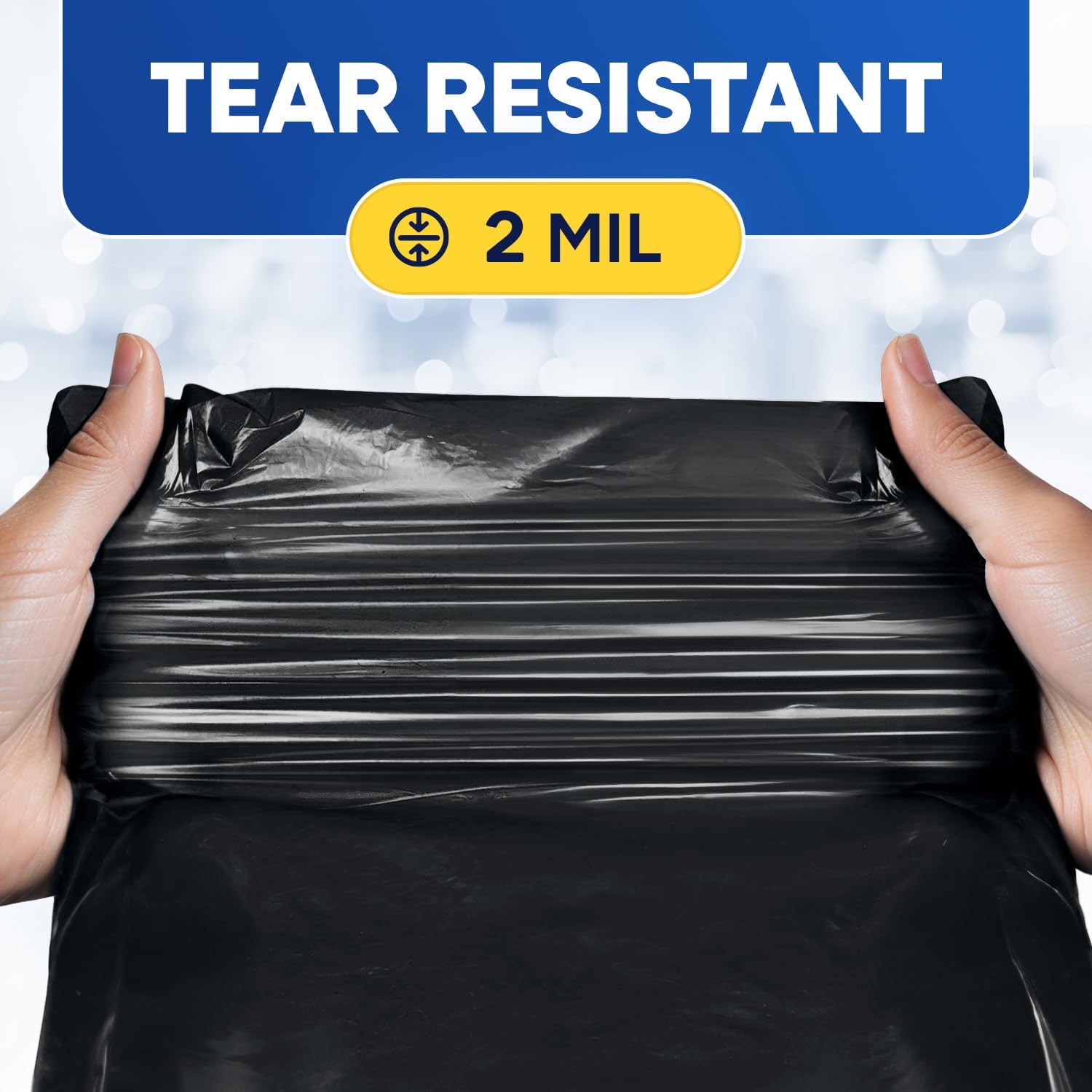 PLASTIC PRINCE 44 Gallon Trash Bags 2 Mil Heavy Duty Large Black Garbage Bags Fit Rubbermaid Brute Rollout Round 27-32 Gal Trash Cans Liners Pack of 100