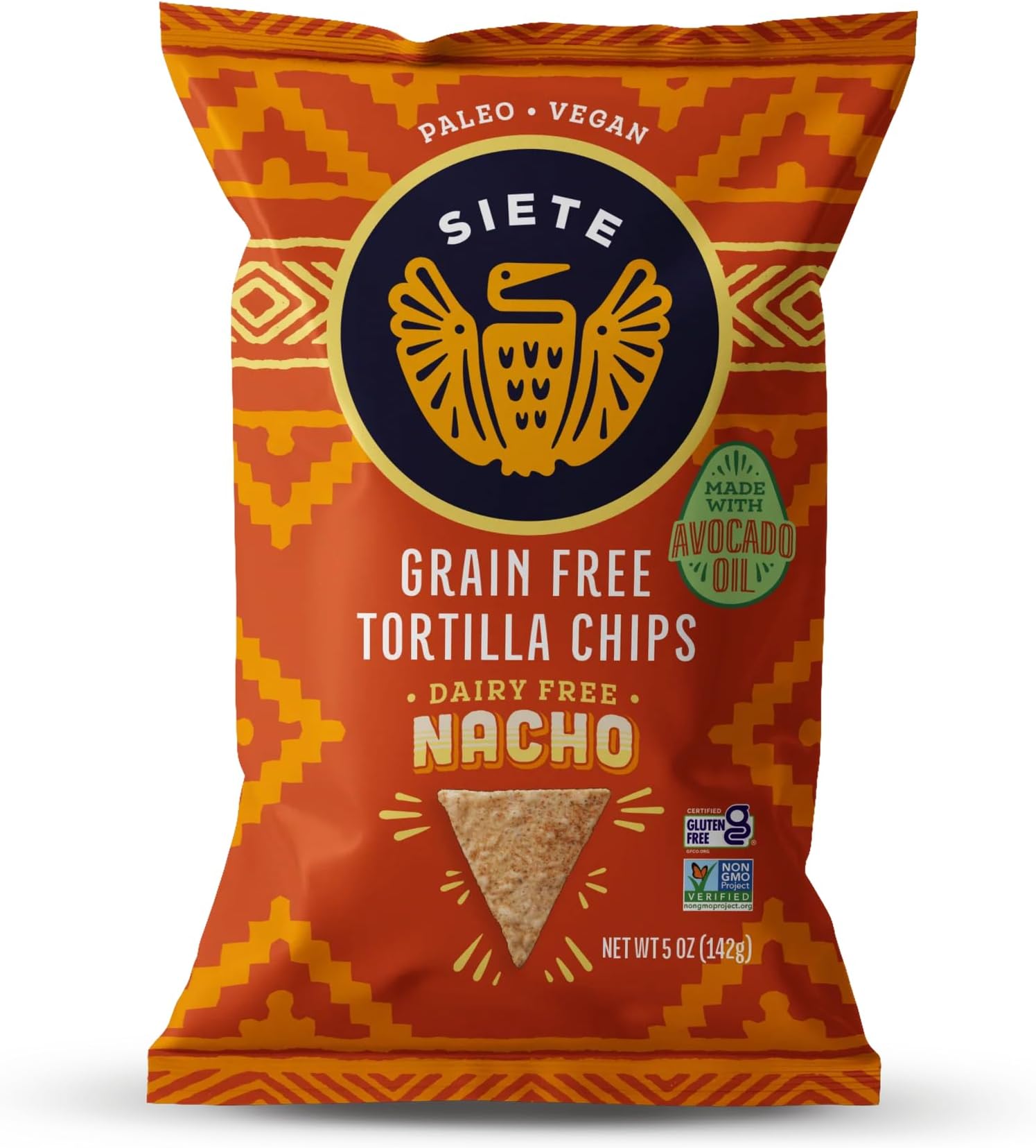 Siete Tortilla Chips | Grain Free | Gluten Free Chips | Paleo & Vegan Snacks | Non GMO | Nacho, 5 Oz (Pack of 6)