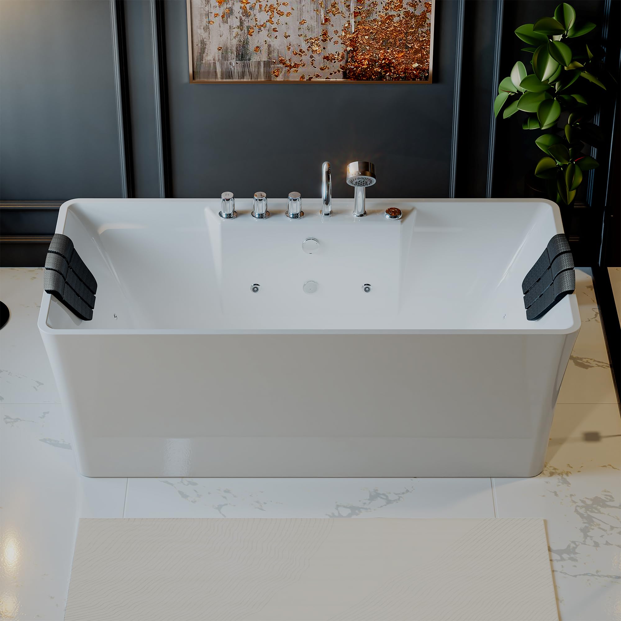 Empava 67-Inch White Freestanding Whirlpool Bathtub