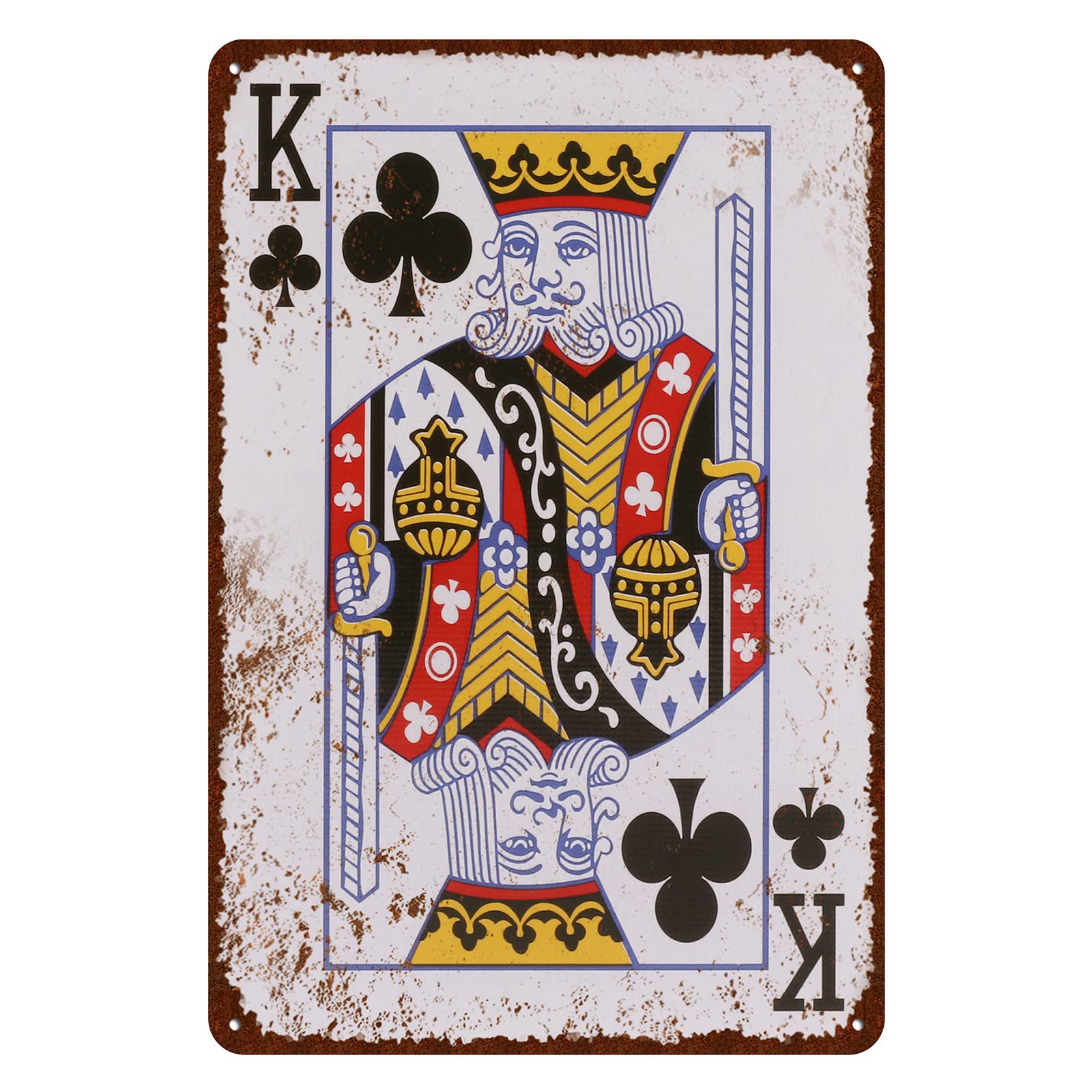 CLCDWG Vintage Poker Tin Sign, The King of Club Metal Tin Sign, Man Cave Home Wall Decor Signs 12 x 8 Inch