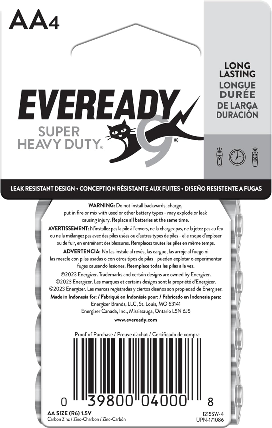 Eveready Super Heavy Duty AA Battery