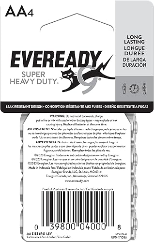 Miniatura 9 de Eveready Baterías súper resistentes, AA, 4 unidades, 1215SW-4