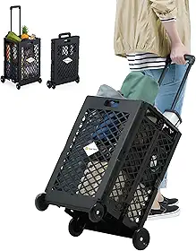 Carrinho Compras Feira Cesta Dobrável C/ 4 Rodinhas 25Kg 60L