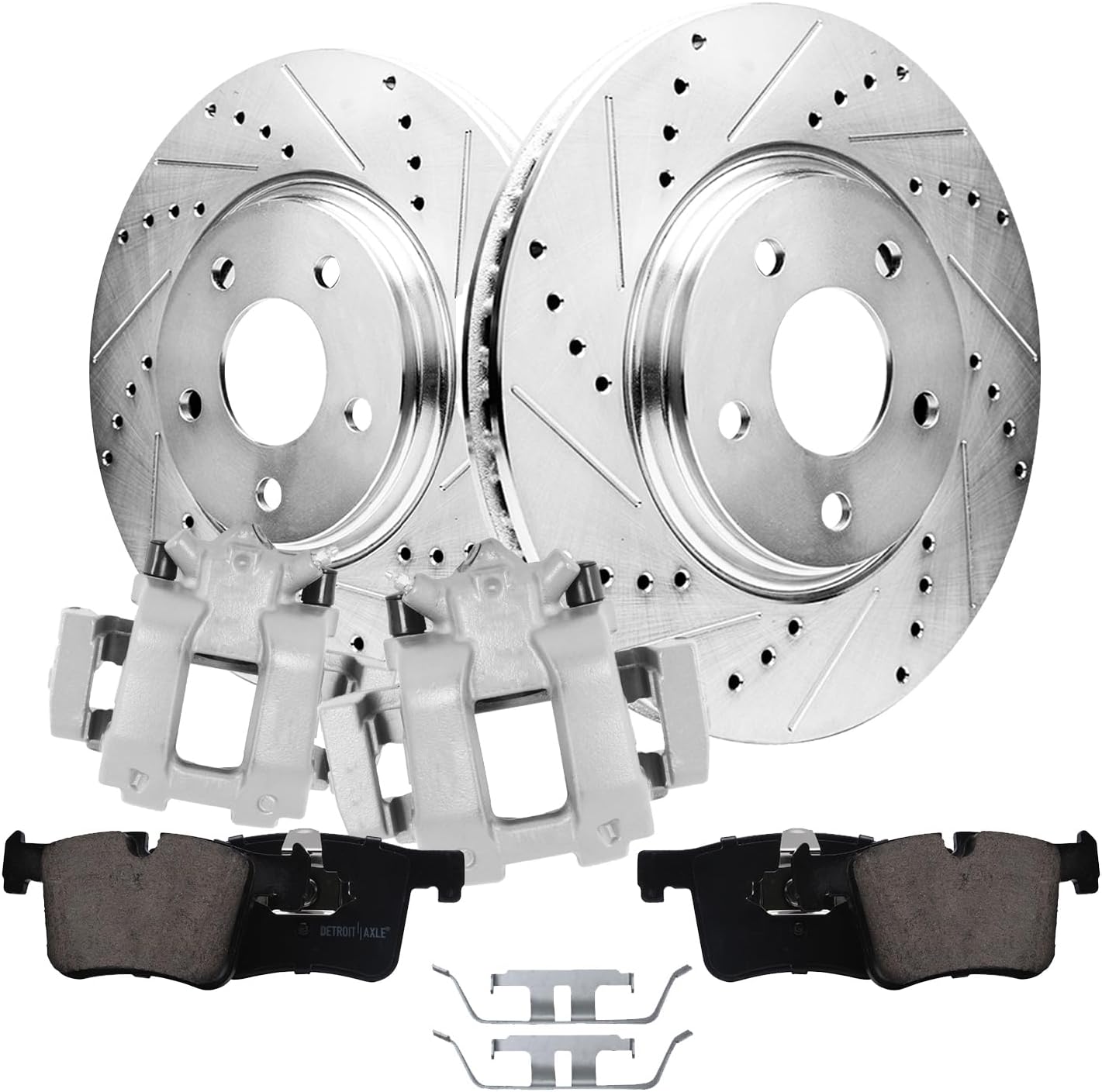 Detroit Axle Front Drilled Brake Rotors Ceramic Brake