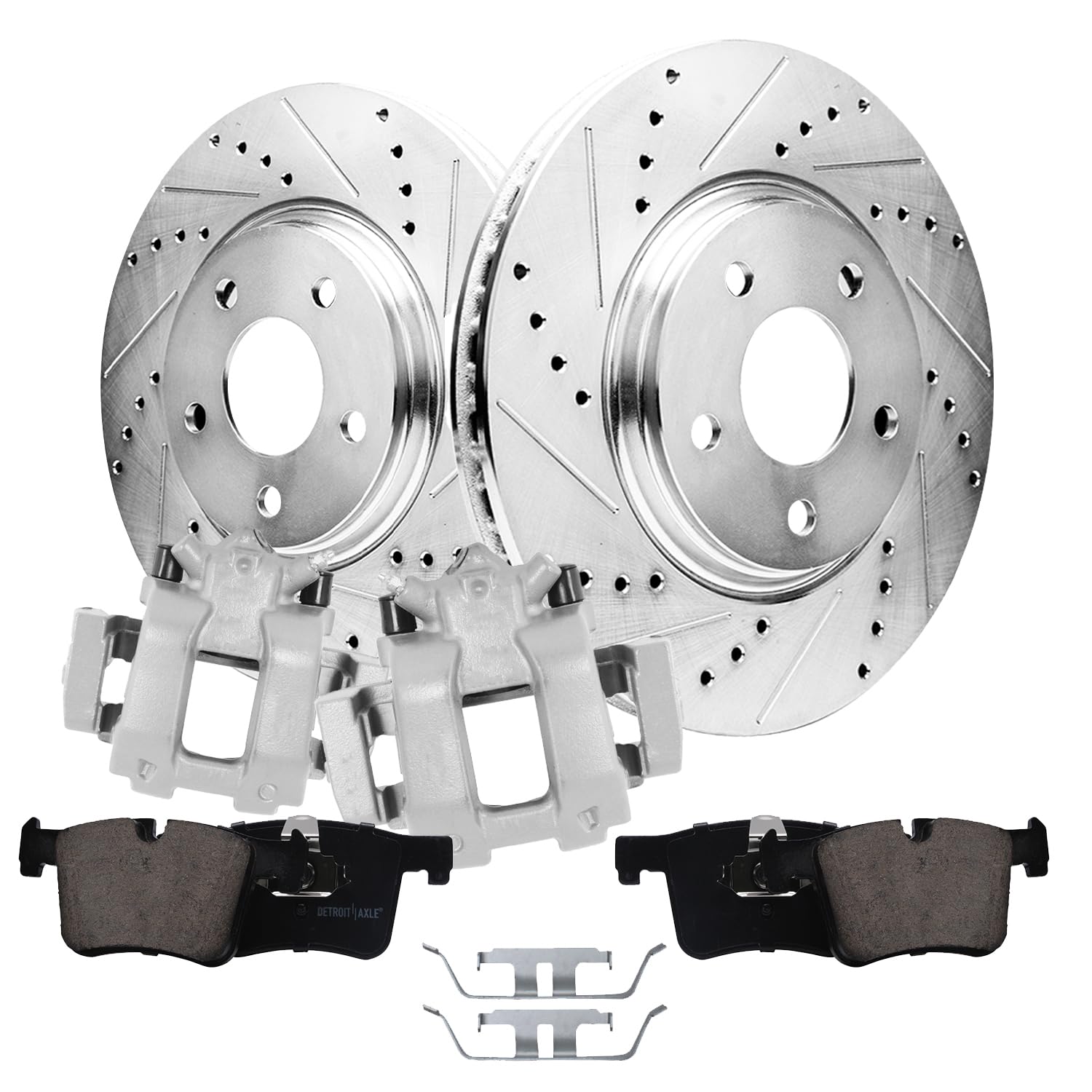 Detroit Axle - Front Drilled Brake Rotors Ceramic Brake Pads w/Hardware
