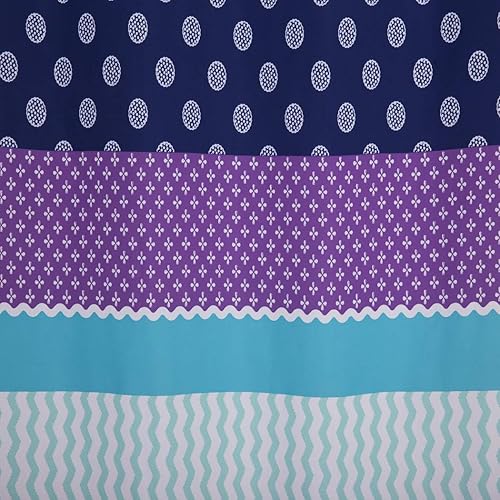 Miniatura 5 de A&L - 1 cortina de ducha para niños de 70 x 72 pulgadas, diseño de medallón floral aguamarina, decoración de baño, diseño de rayas de enrejado de