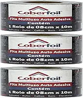 Kit 3 Manta Asfáltica Adesiva Multiuso Metalizada 5cmx10m Auto Colante Vedação para Telhados Calhas Rufos Alta Resistência e Durabilidade Vazamentos Vedação Refletiva Aluminizada