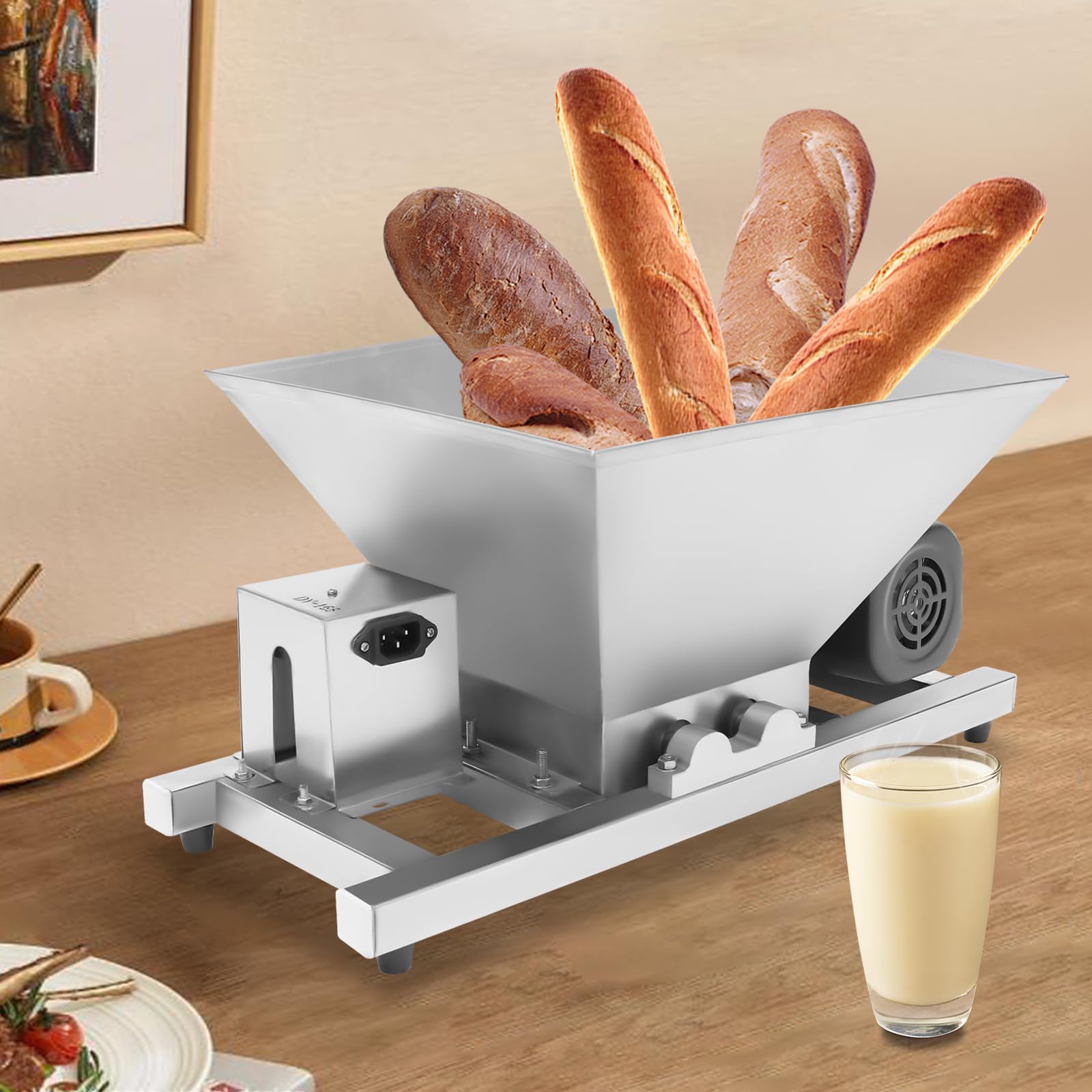 Electric Fruit Crusher Machine, 60W Stainless Steel Fruit Grinder for Wine Making, Crushes Fruits, Bread & Brown Sugar, 44lbs/h Capacity, 1.06gal Tank