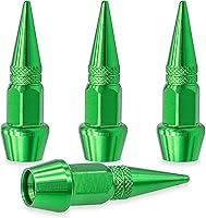 Vista 10 de 4 piezas de tapas de válvula de neumático con estilo púas, cubiertas de válvula de neumático universales de aleación de aluminio a prueba de polvo