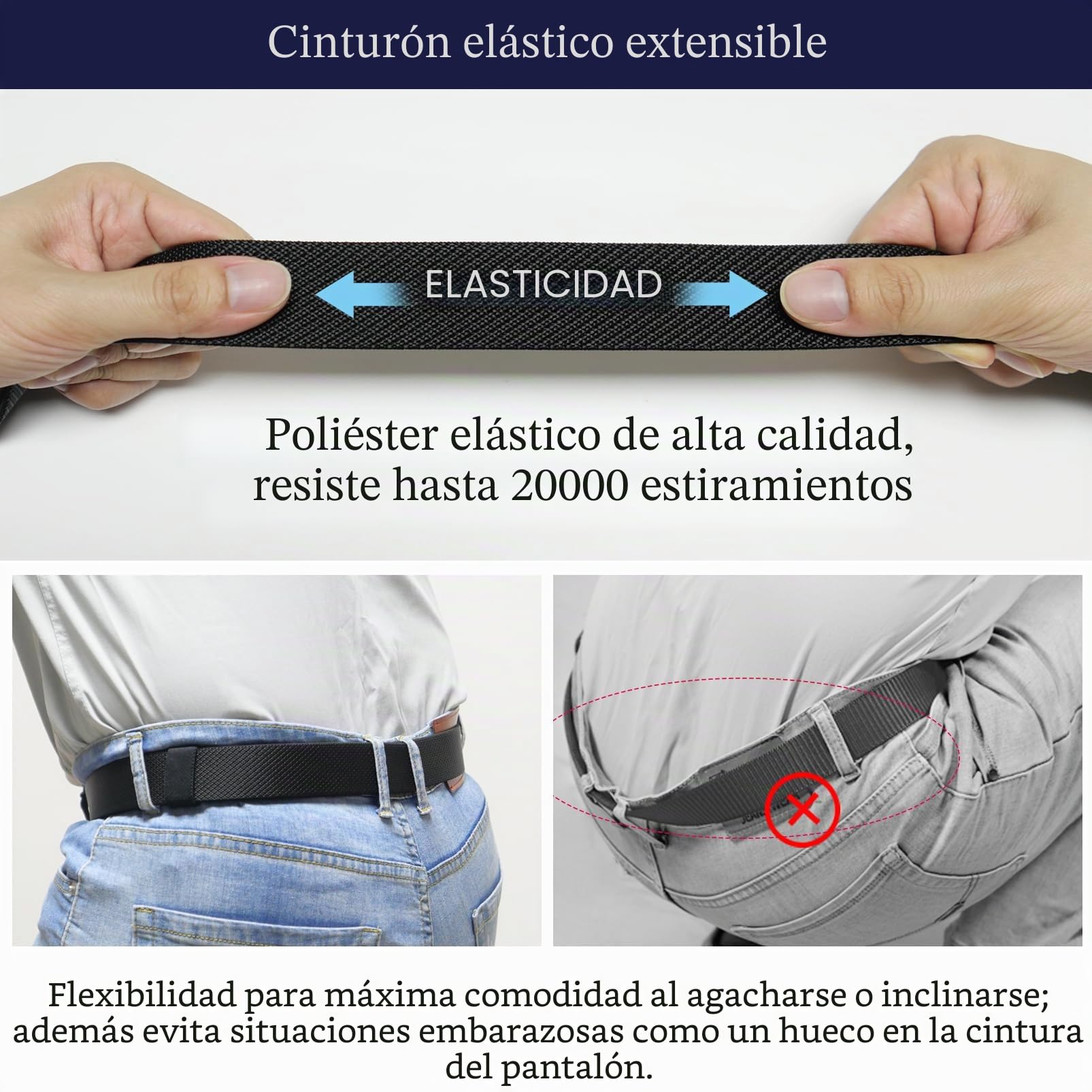 LionVII Cinturón elástico de trinquete con hebilla automática, cinturón de trabajo para hombre para cintura de 75 – 125 cm (28-49 pulgadas)