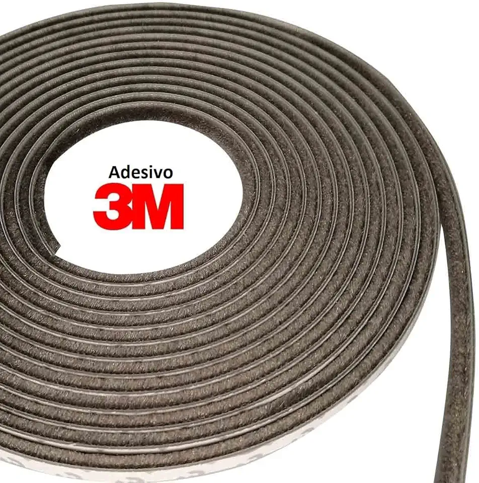 Veda Frestas Escova Adesivo Porta Janela 10x7mm - 5 Metros (CINZA)