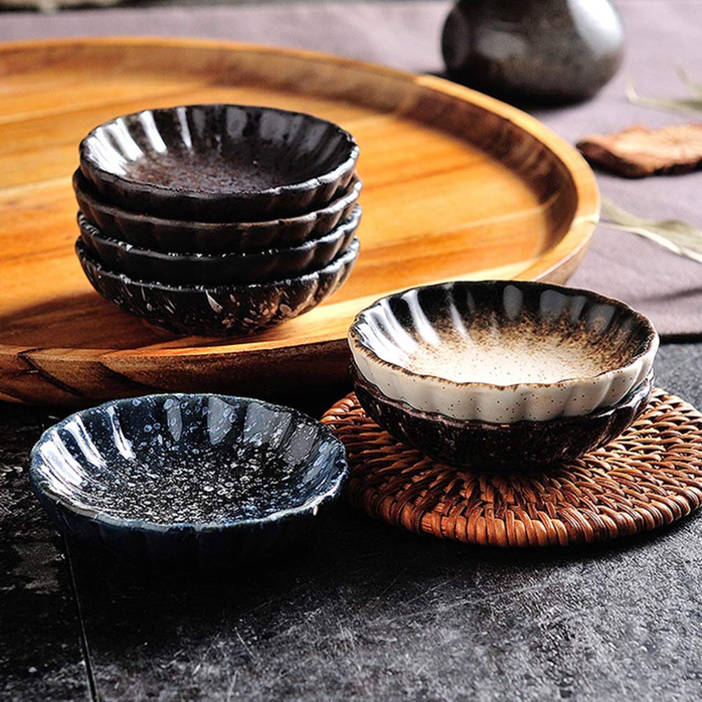 Plat à Trempette en Céramique Japonaise 5pcs, Motif Créatif Unique