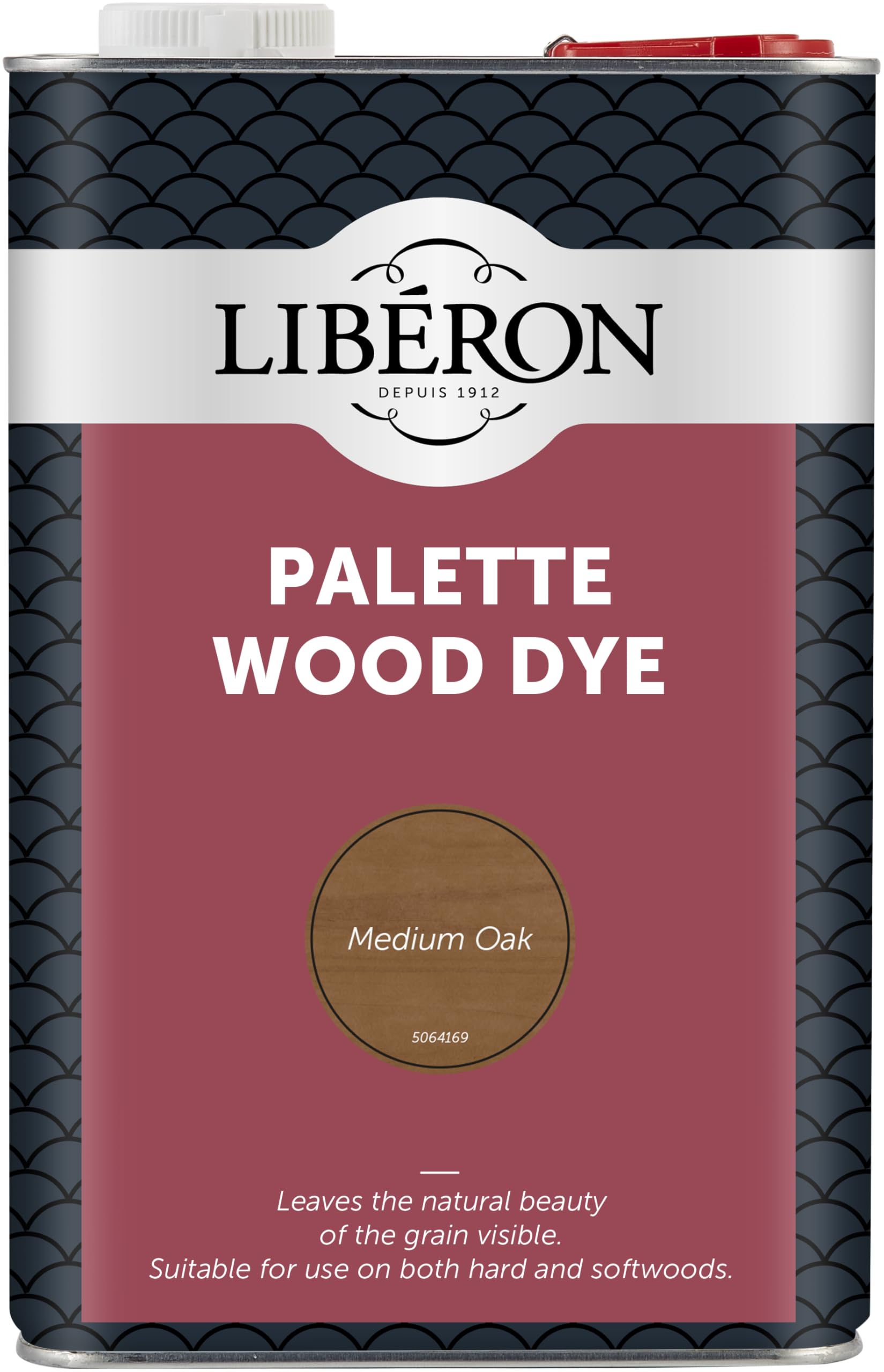 Libéron Palette Wood Dye – Water-Based Formula - Leaves Grain Visible - Hardwood & Softwood Furniture, Floors & Doors - Intermixable Colours - Medium Oak - 5L