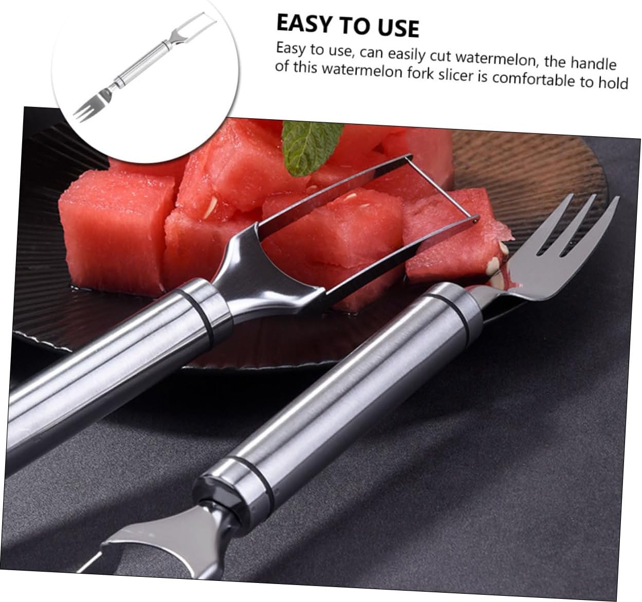 Watermelon Cutter Fork Slicer for Quick Cutting Stainless Steel