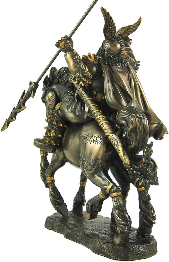 Norse God Odin Bronze Finish Statue Pagan Viking