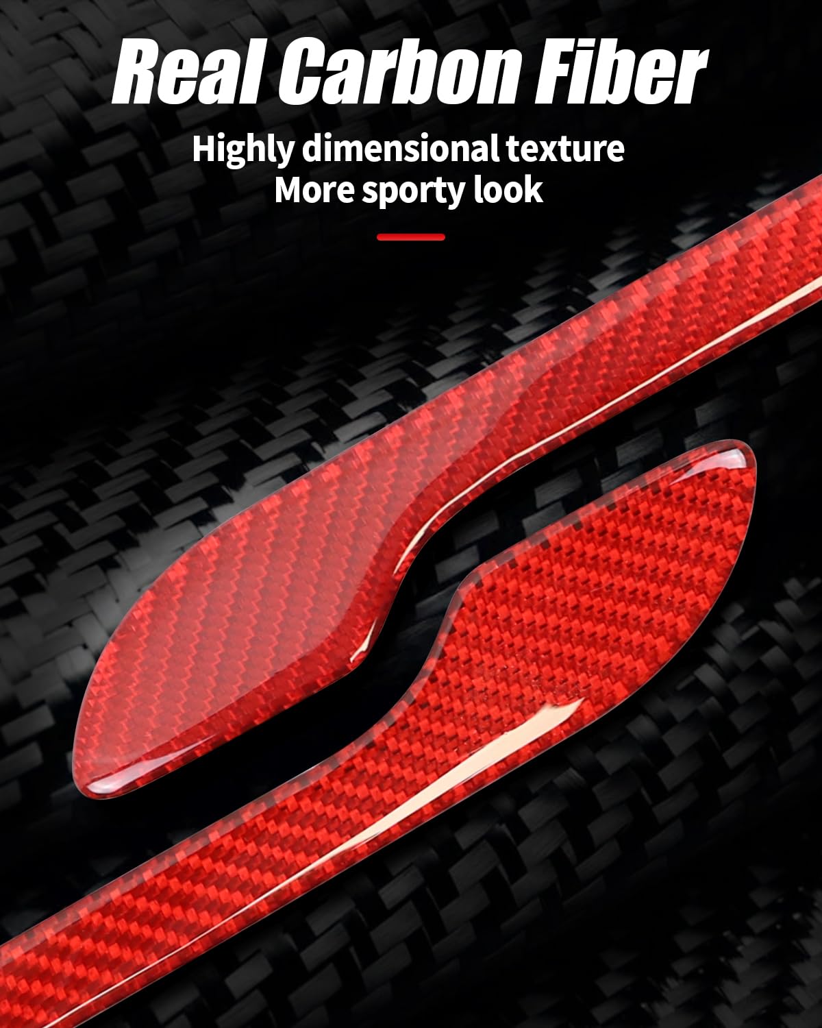 EULIMBQS Carbon Fiber Door Handle Cover For Tesla Model 3 2017-2023 Door Handle Decorative Sticker Cover For Tesla Model Y 2020-2023 (with Red Edge