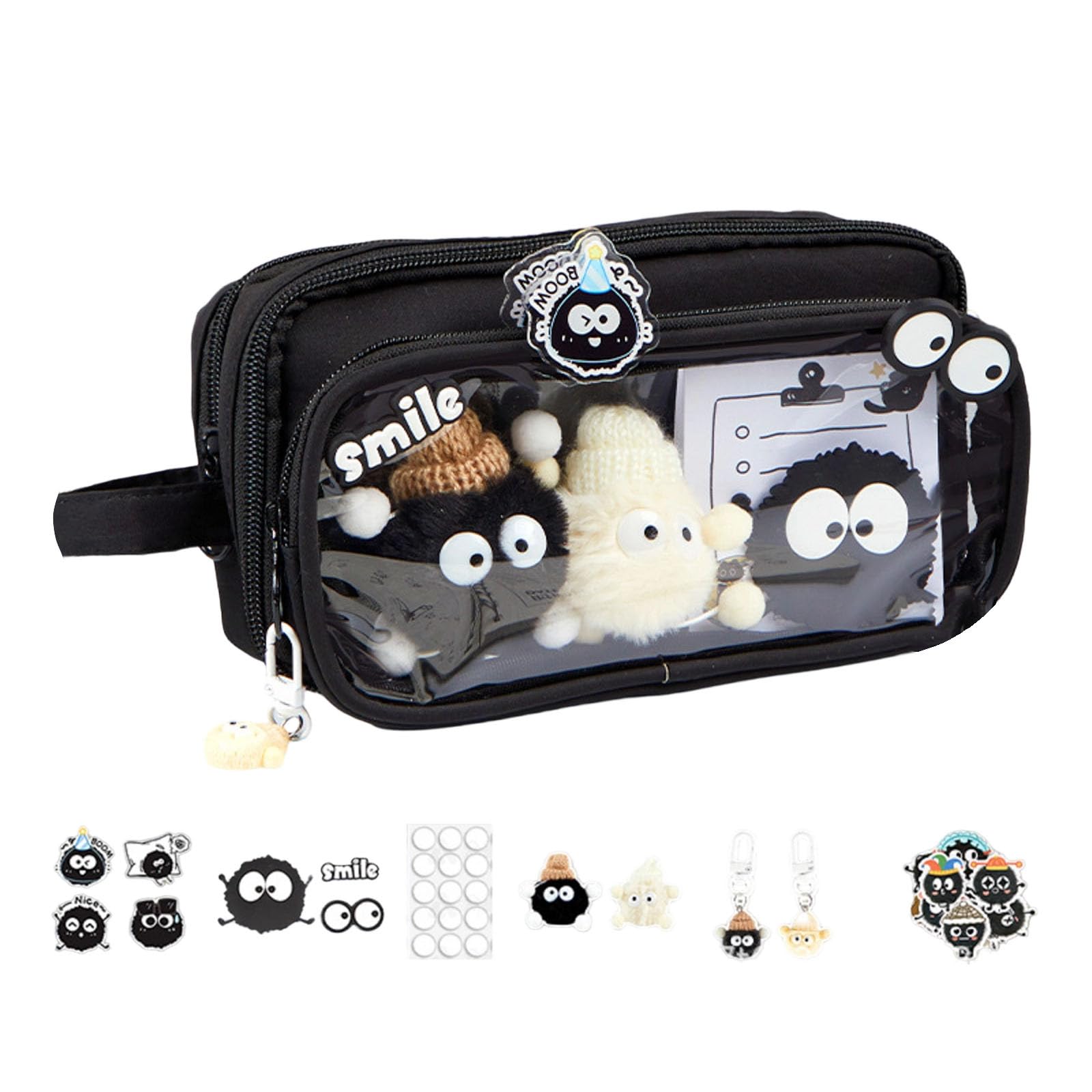 Pencil Case Aesthetic, Pencil Case Aesthetic Black | Pen Pouch with Multiple Compartments for Students Kids Boys Girls Home Study Travel Birthday Christmas Back to School Season