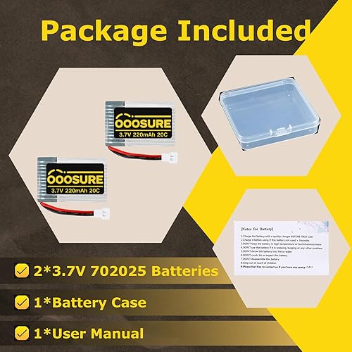Miniatura 5 de Paquete de 2 baterías de iones de litio 702025 20C 220mAh 3.7V 1S1P con enchufe XH2.54 para ciertos drones, equipos de belleza, máquina de