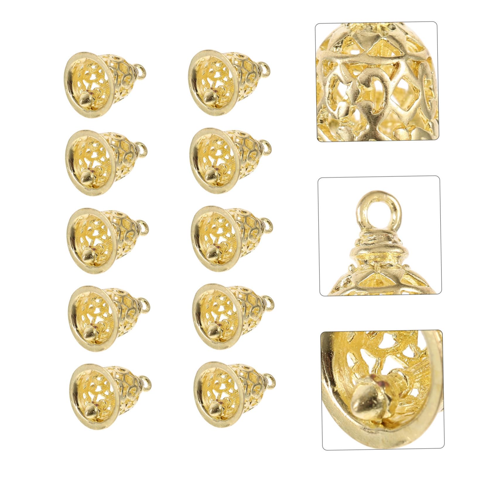 SHINEOFI 5 Set di Campane in Ottone Cavo per Decorazioni Natalizie per Artigianato 10 Pezzi * 5