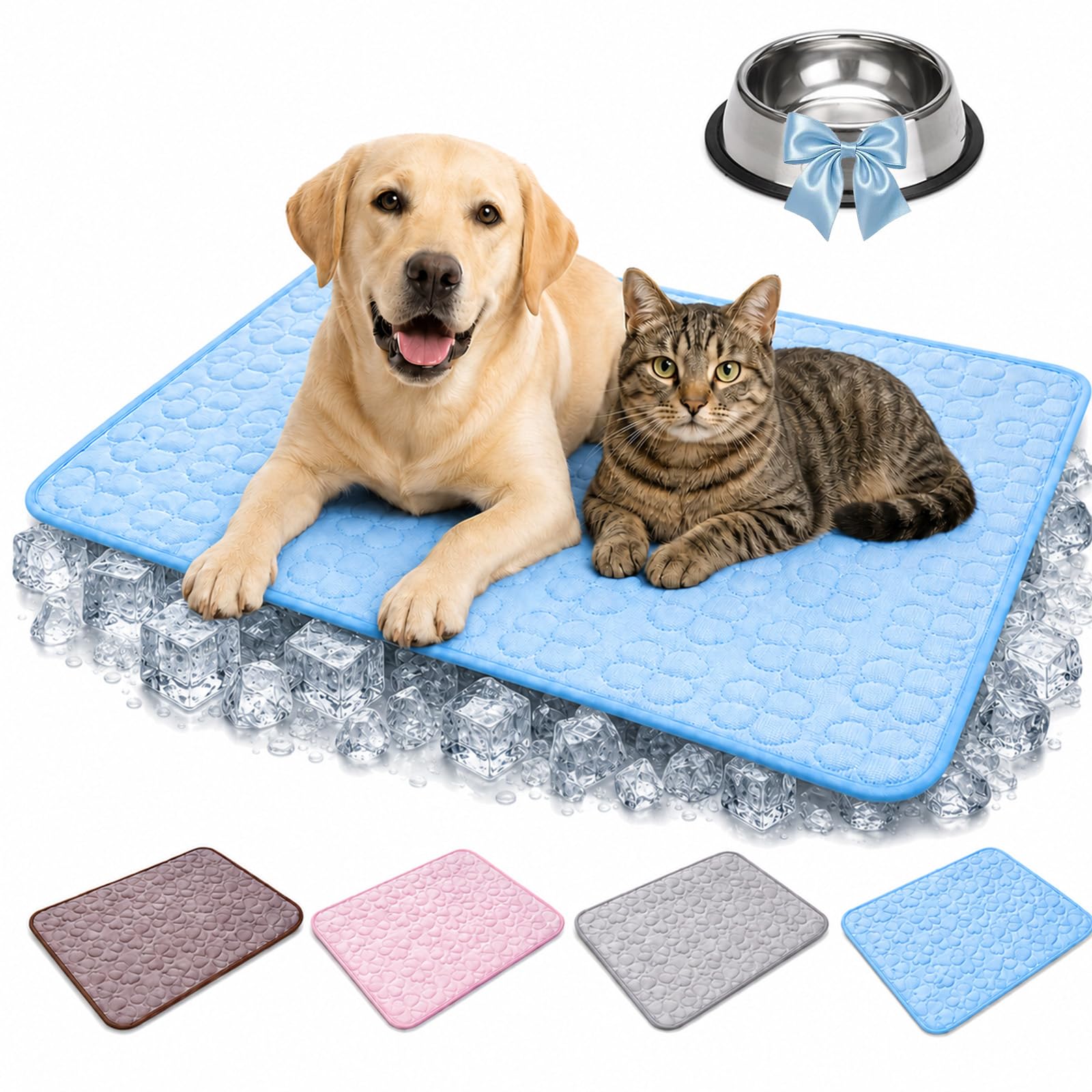 Cooling Mat for Dogs, Washable Ice Silk Self Cooling Mat XL, Breathable Non-Slip Pet Cooling Mat for Dogs, Cats, Crates Sofas & Summer Garden Relaxation，Blue：XL(100x75cm)