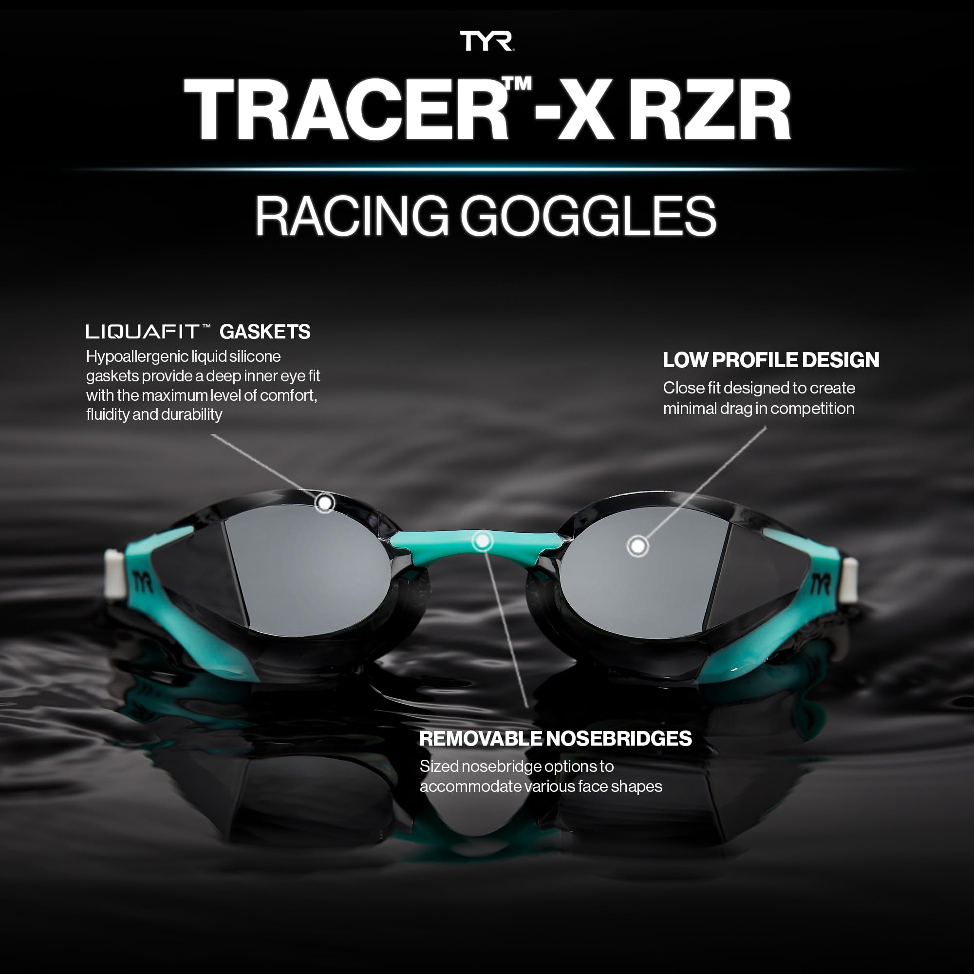 TYR Tracer x RZR Verspiegelte Schwimmbrille für Erwachsene, Limelight, Einheitsgröße