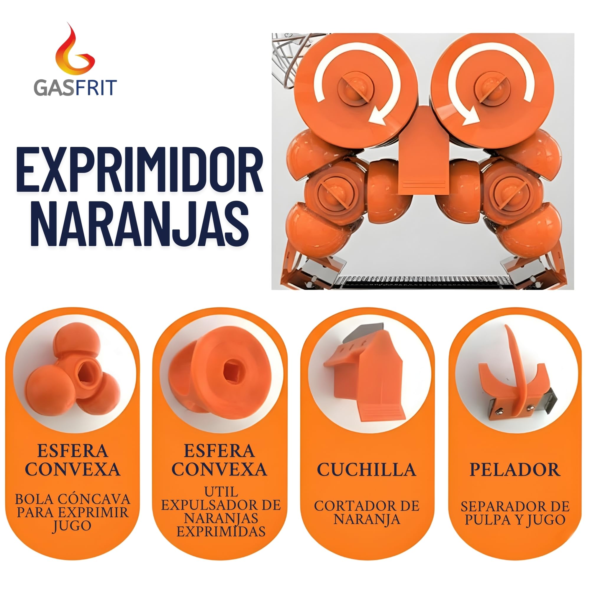 Exprimidor de Naranjas Automático Profesional 20 Naranjas/Min – Exprimidor Eléctrico Industrial en Acero Inoxidable, 200 W, Uso Hostelería