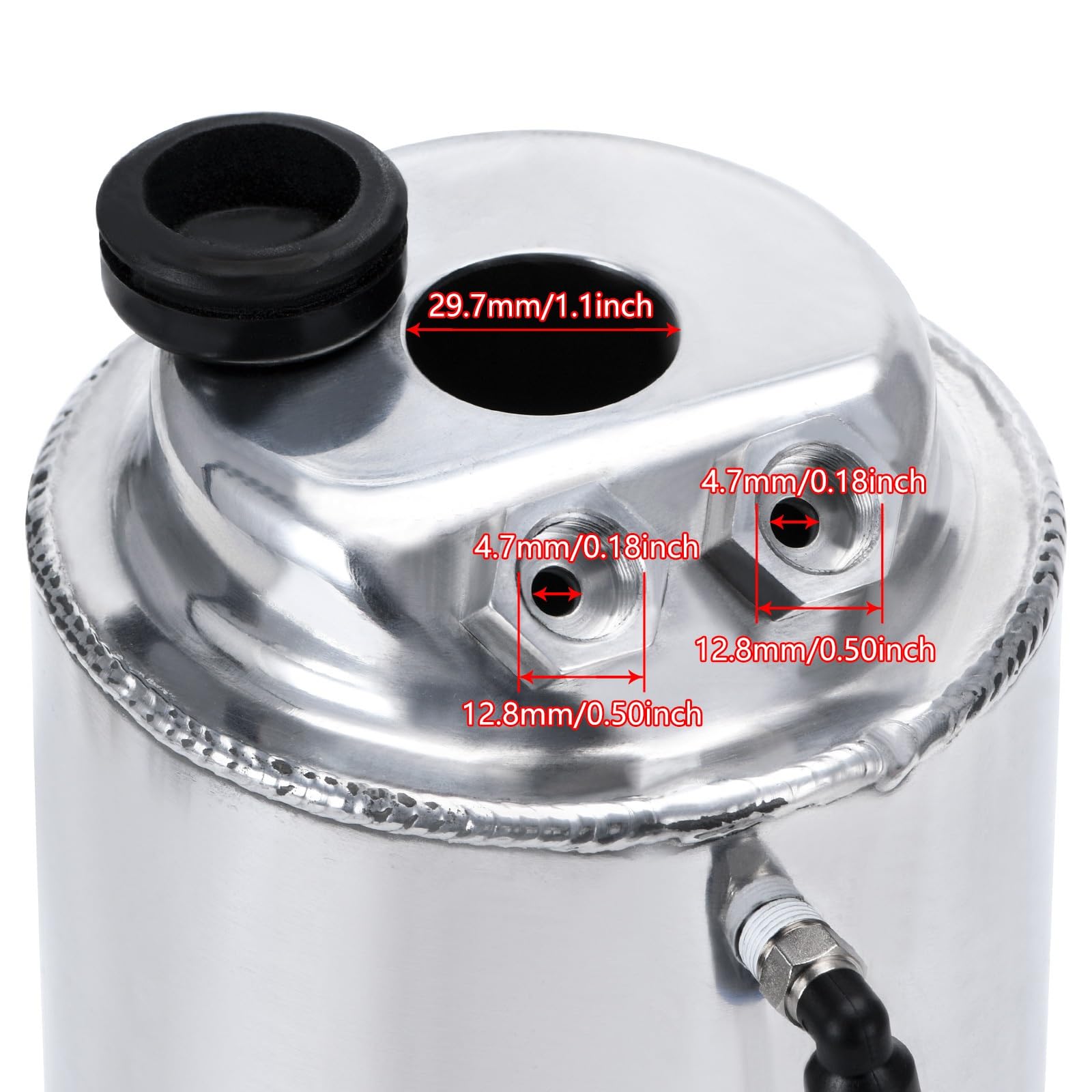 Réservoir de récupération d'huile rond poli 2 L, litres, avec filtre reniflard WX-TK01 réservoir de rechange