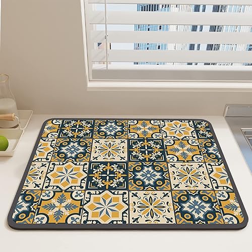 NeuWee Tapete para secar platos para encimera de la cocina, súper absorbente, resistente al calor, antideslizante, tapete para secar platos, tapete