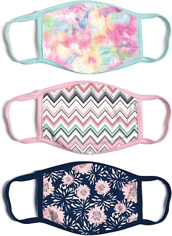ABG Accessories Womens 3-Pack Adult Fashionable Protection, Reusable Fabric Face Mask,