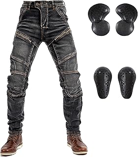 LOMENG Motorcycle Riding Pants Motocross Ricing Jeans Motorbike Denim Jeans with CE Removable Armored for Men