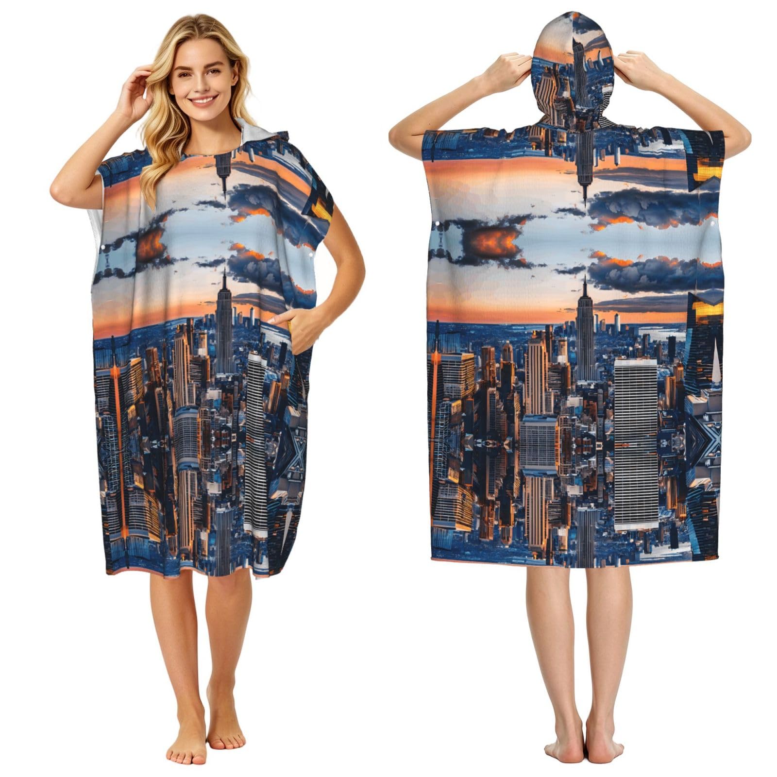 Poncho à capuche microfibre absorbant et léger pour le surf d'été