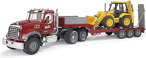 Miniatura 3 de Camión plataforma Mack Granite con JCB cargadora retroexcavadora de Bruder