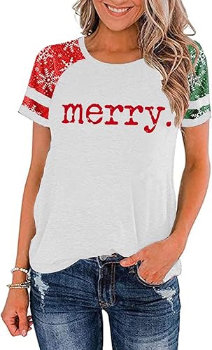 Miniatura 3 de Camisas con estampado de reno de Navidad para mujer lindas camisetas gráficas divertidas blusa casual