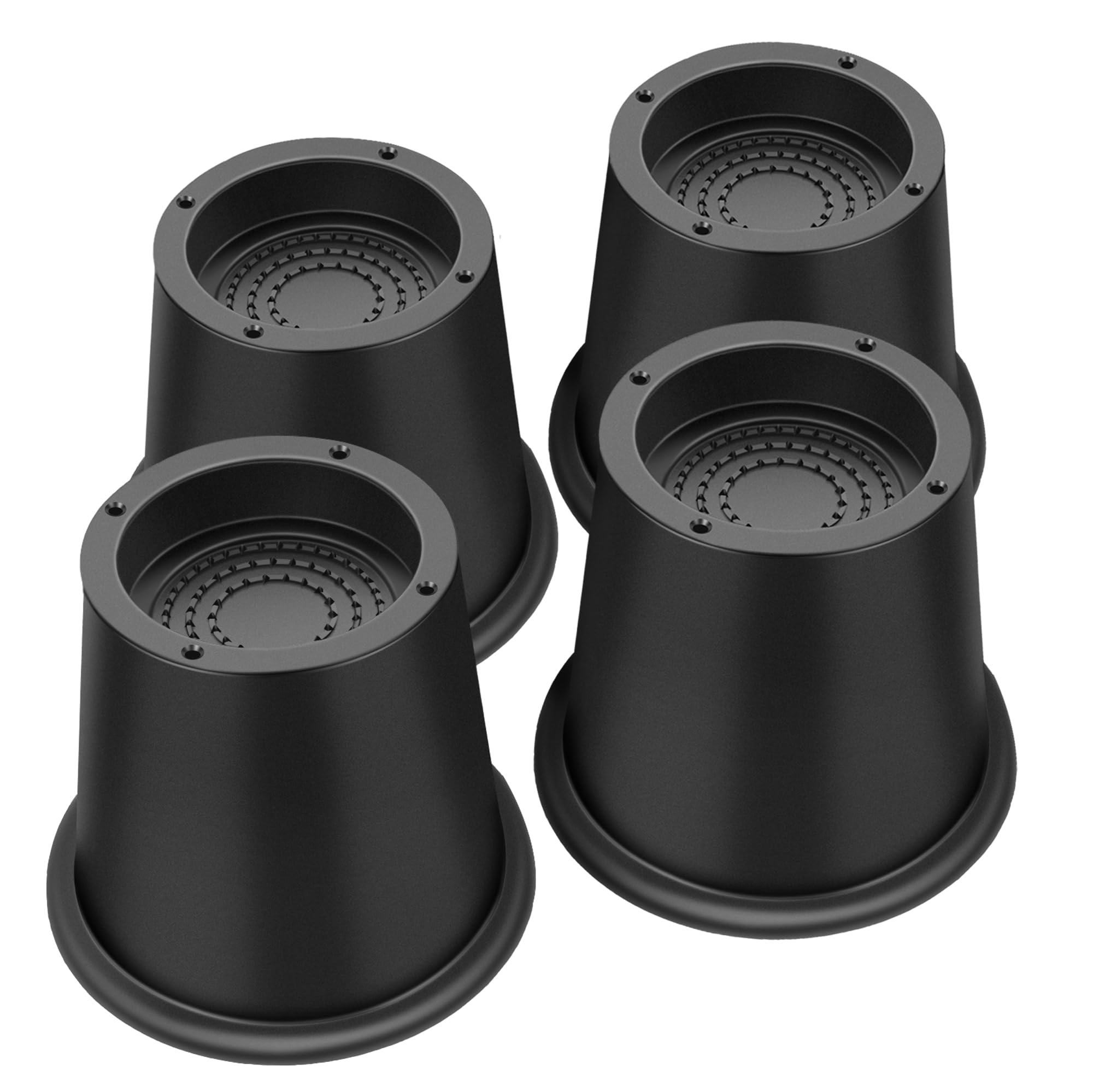 Bed Risers 4 Inch Heavy Duty, Round Furniture Risers for Bed Desk Table Sofa Couch，Bed Lifts Risers, Support up to 3300 Lbs(New 4 Pack Black)