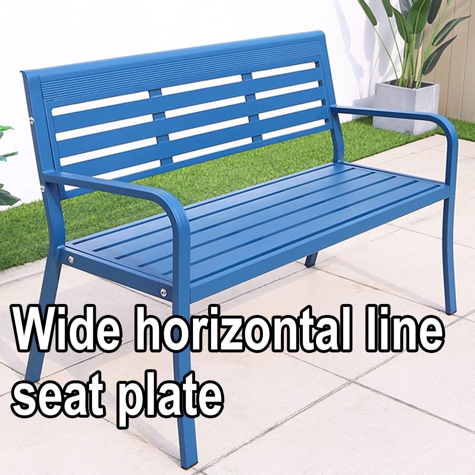 AoForce Small Outdoor Benches Weatherproof Aluminum Park Chair with Backrest and Armrests Maximum Load Capacity 250kg (551lbs) Slatted Seat for Park, Entryway, Path(Black)