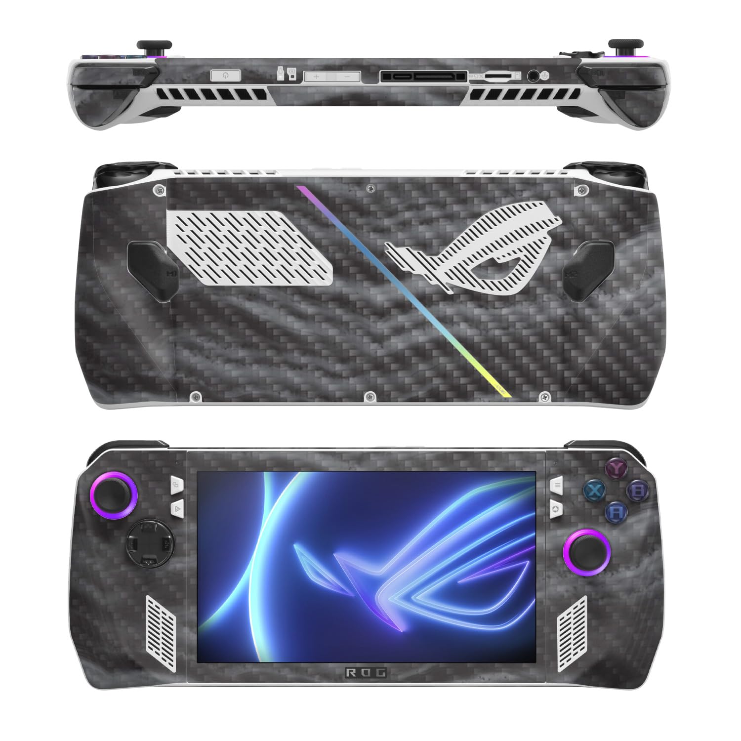 MightySkins Carbon Fiber Skin Compatible with Asus ROG Ally - Smoky Quartz | Protective, Durable Textured Carbon Fiber Finish | Easy to Apply