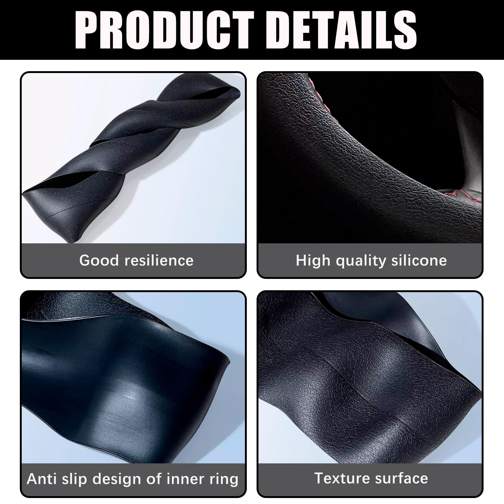 Coprivolante Auto In Silicone Morbido Universale - Nero, Per Volanti 32-40 Cm - Foto 13