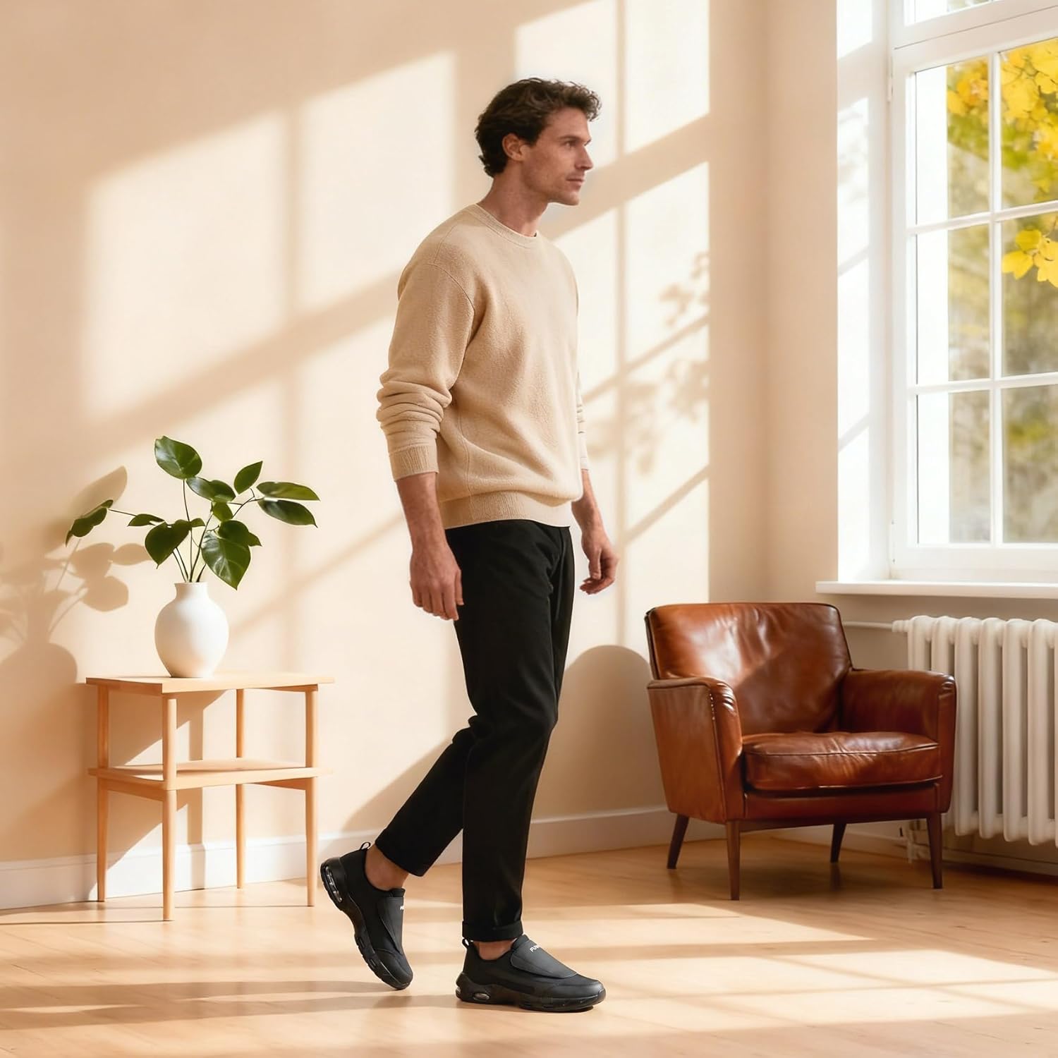 Waterproof Diabetic Shoes for Men Wide Non Slip Cushioned Slip On Walking Sneakers Breathable Kitchen Food Service Work Shoes for Swollen Feet - Image 2